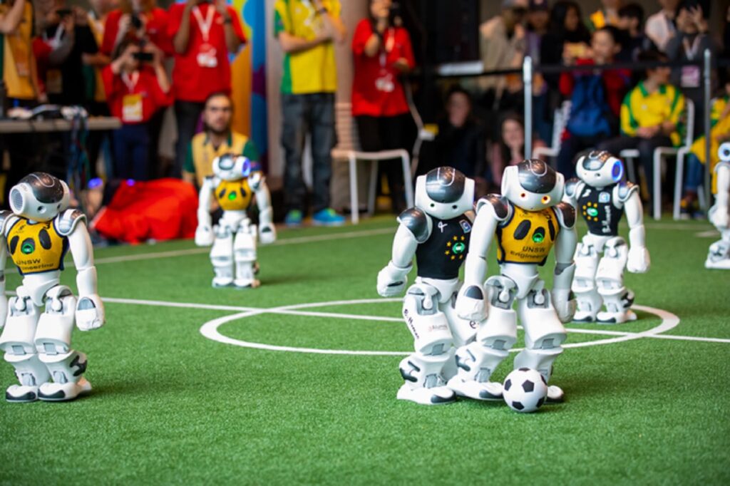 AI robots play soccer
